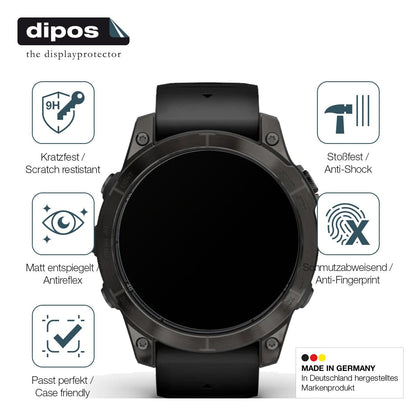 2x Screen Protector for Garmin Fenix 7 Pro 51mm matte Flexible Glass 9H dipos