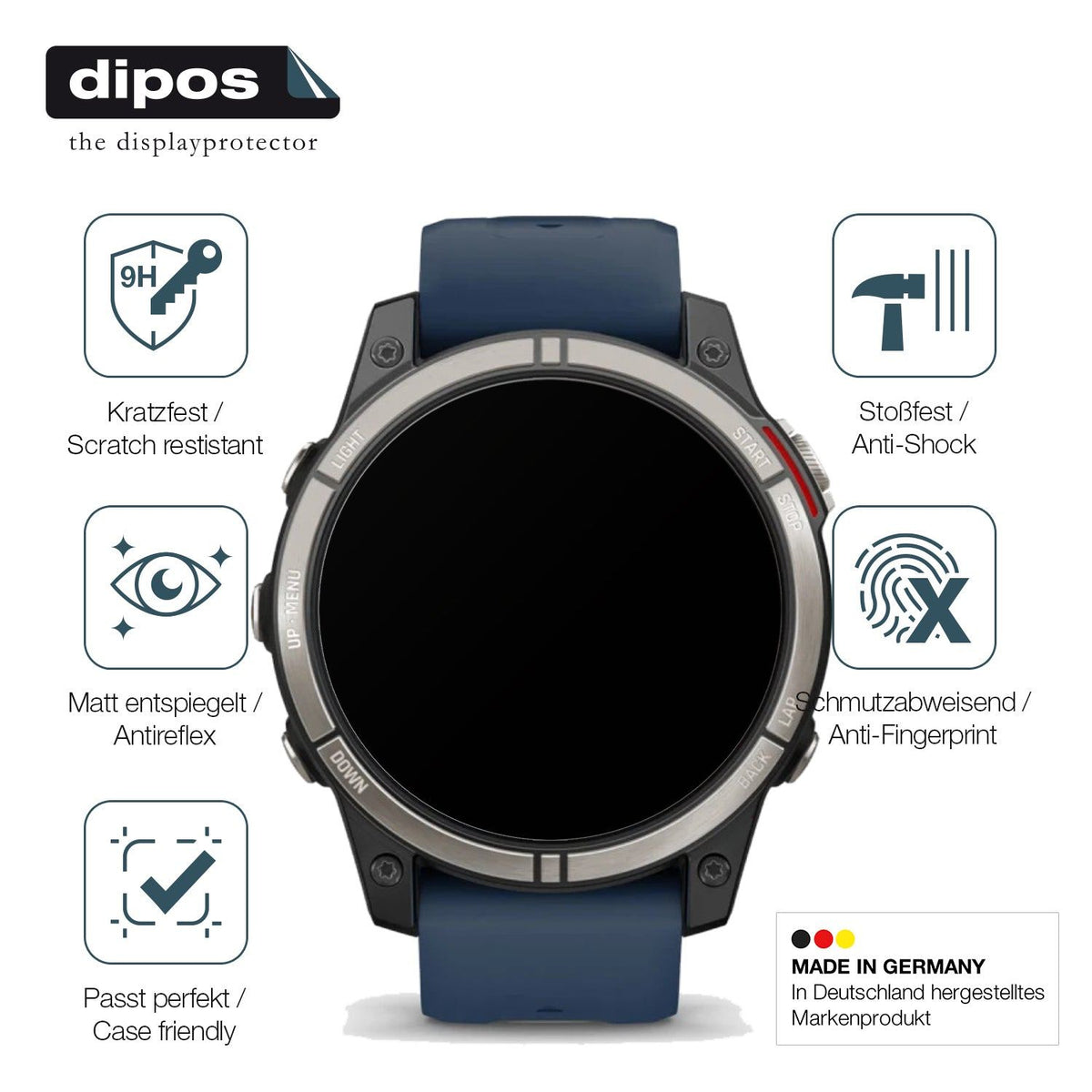 2x Screen Protector for Garmin quatrix 7 Pro matte Flexible Glass 9H dipos