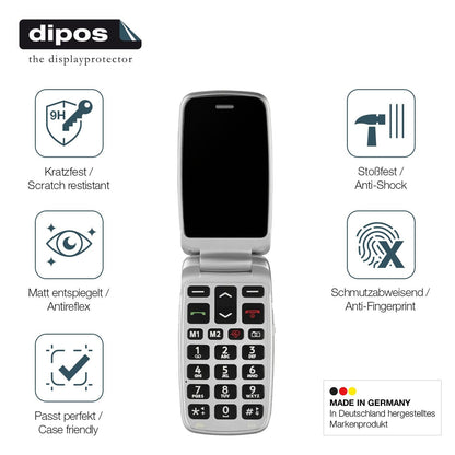 2x Screen Protector for Doro Primo 360014 matte Flexible Glass 9H dipos