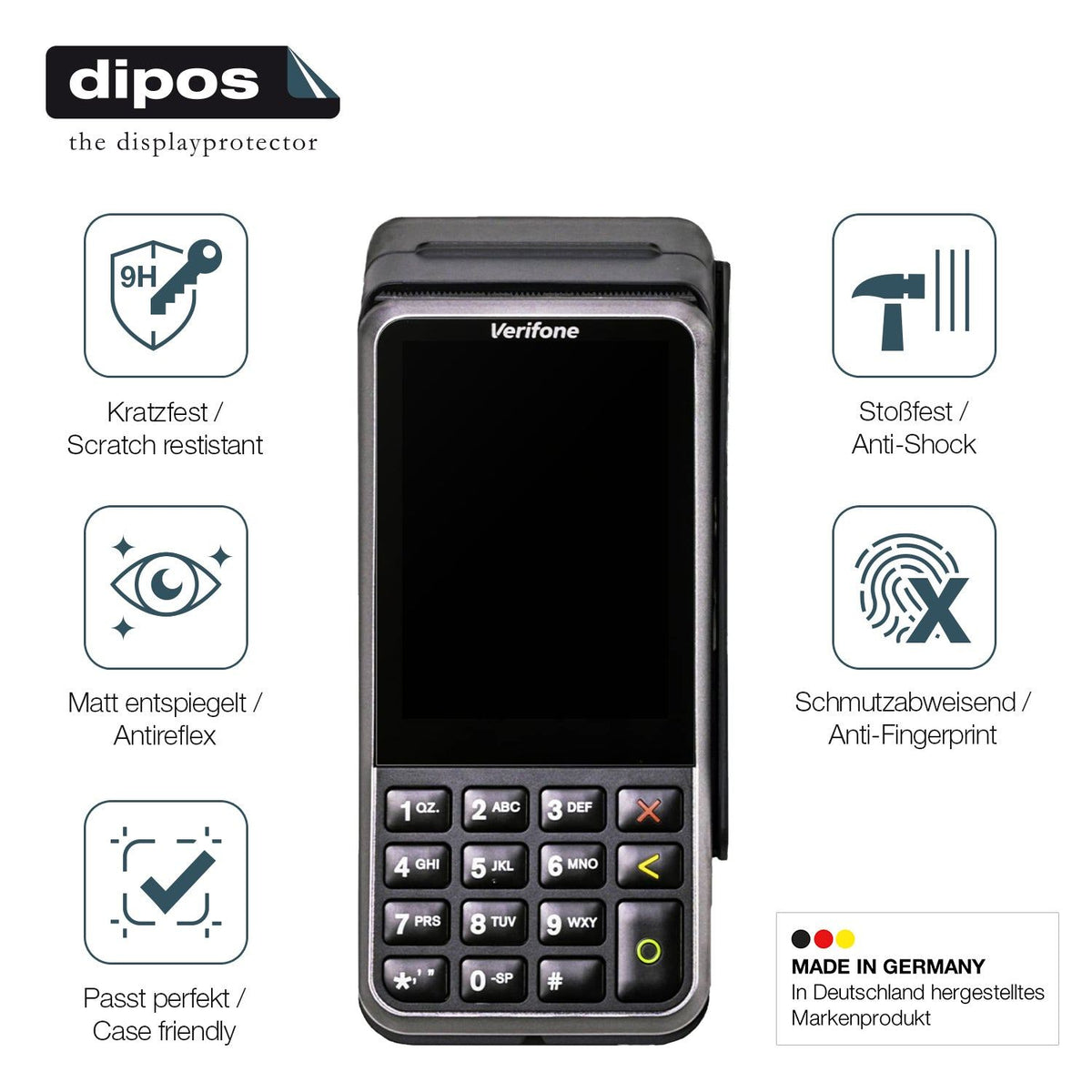 2x Screen Protector for Verifone V400m matte Flexible Glass 9H dipos