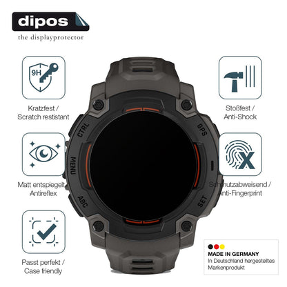 2x Screen Protector for Garmin Instinct E 40mm matte Flexible Glass 9H dipos