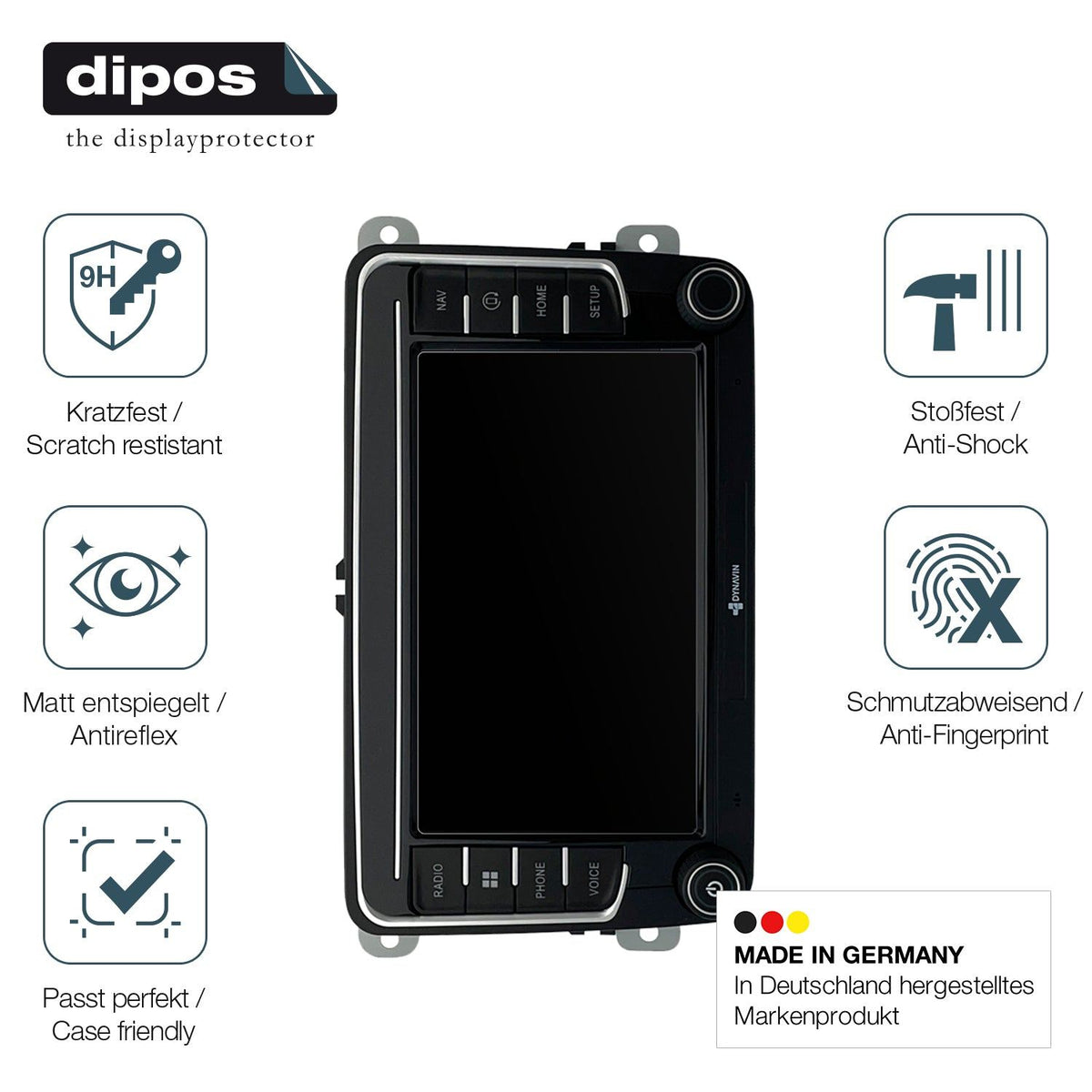 2x Screen Protector for Dynavin MMI-7587A v7 matte Flexible Glass 9H dipos