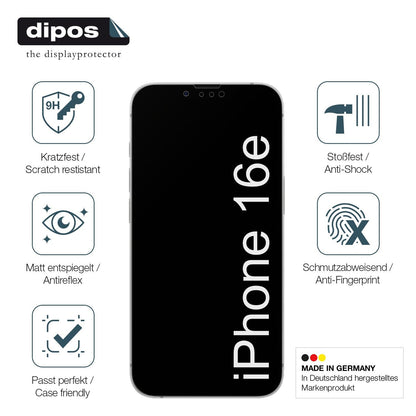 2x Screen Protector for Apple iPhone 16e matte Flexible Glass 9H dipos