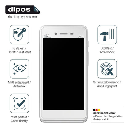 2x Screen Protector for Pax A50 wallee matte Flexible Glass 9H dipos