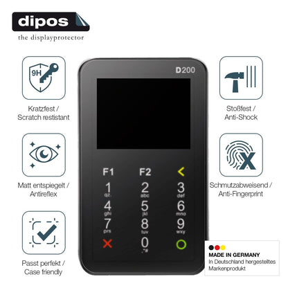 2x Screen Protector for Pax D200 matte Flexible Glass 9H dipos