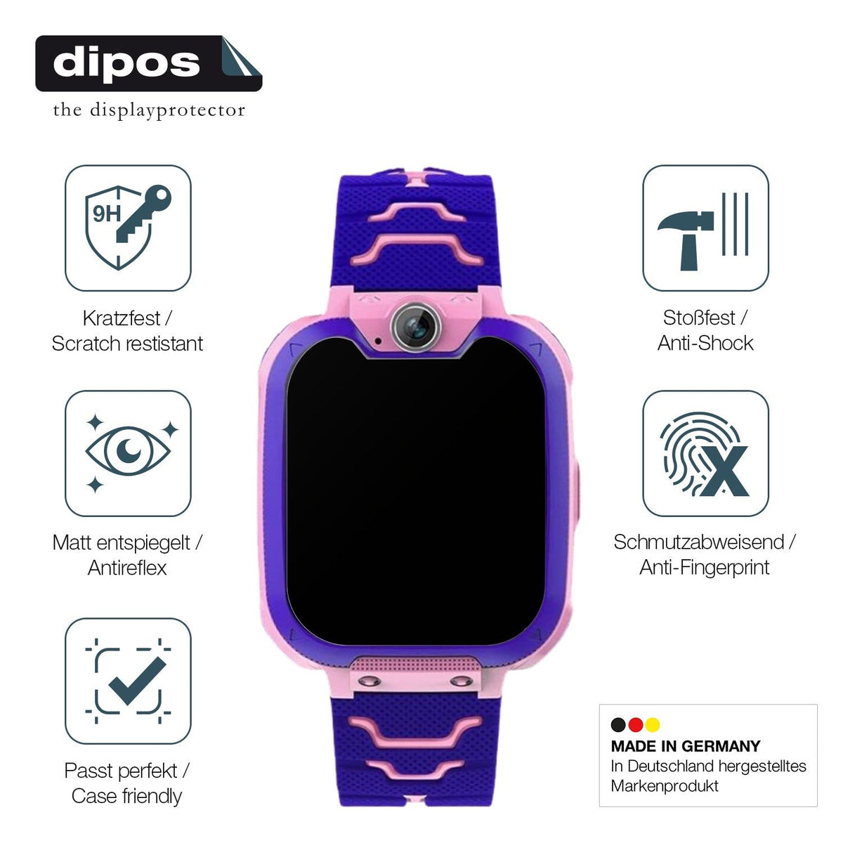 2x Screen Protector for Kesasohe Smartwatch Kinder matte Flexible Glass 9H dipos