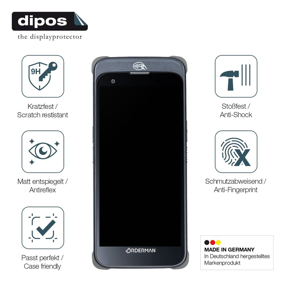 2x Screen Protector for Orderman 10 matte Flexible Glass 9H dipos