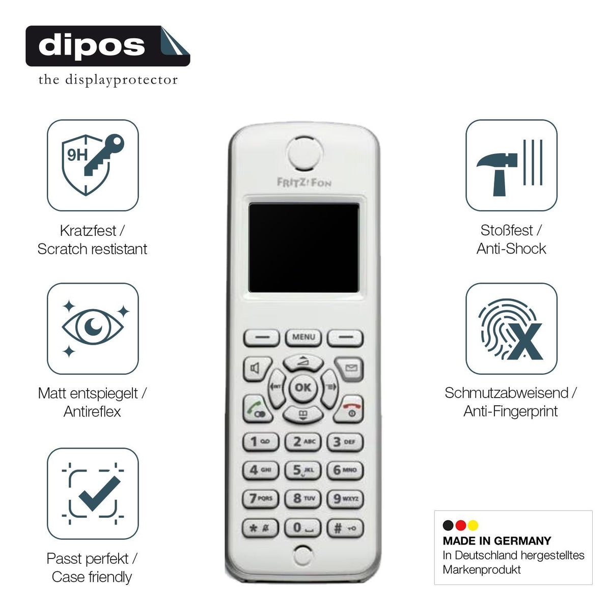 2x Screen Protector for FRITZ! FON M2 Dect matte Flexible Glass 9H dipos