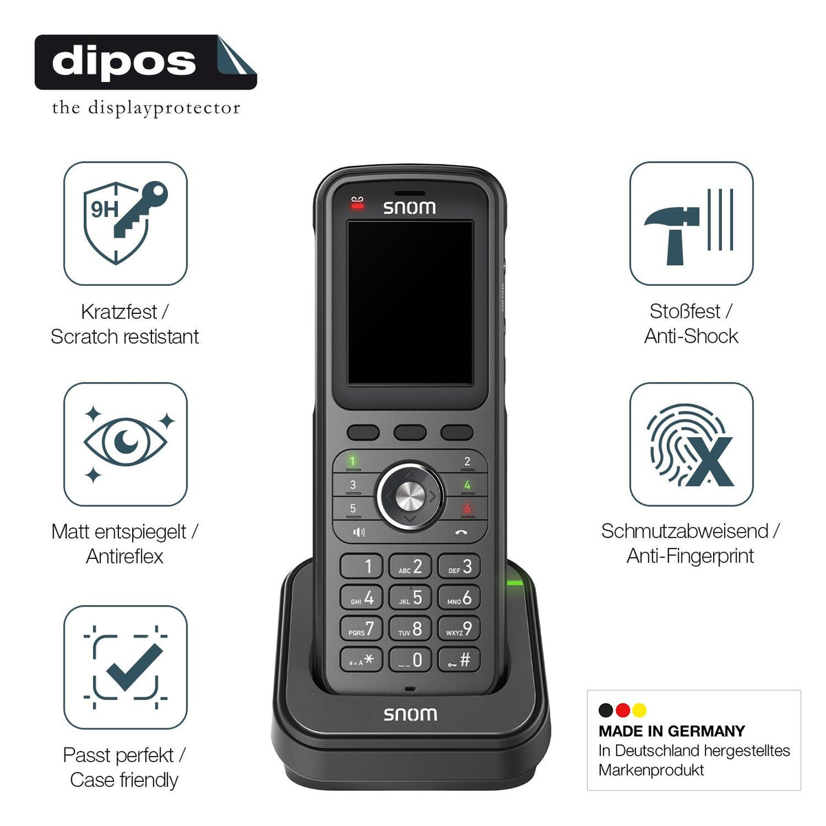 2x Screen Protector for Snom M56 Dect matte Flexible Glass 9H dipos