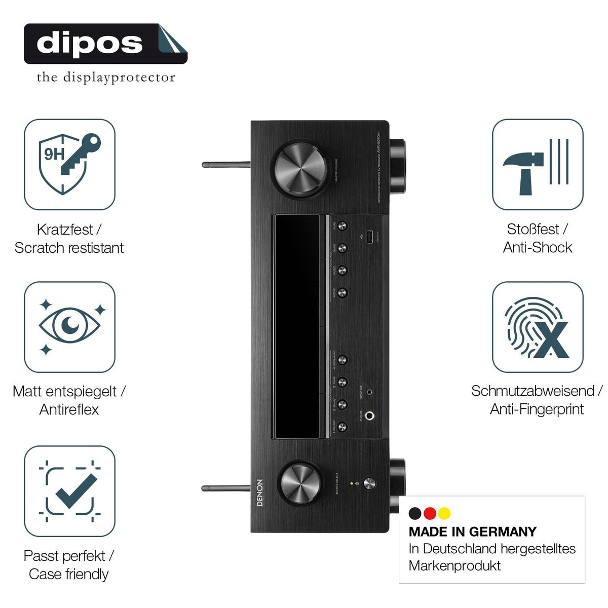 2x Screen Protector for Denon AVR-X1700H matte Flexible Glass 9H dipos