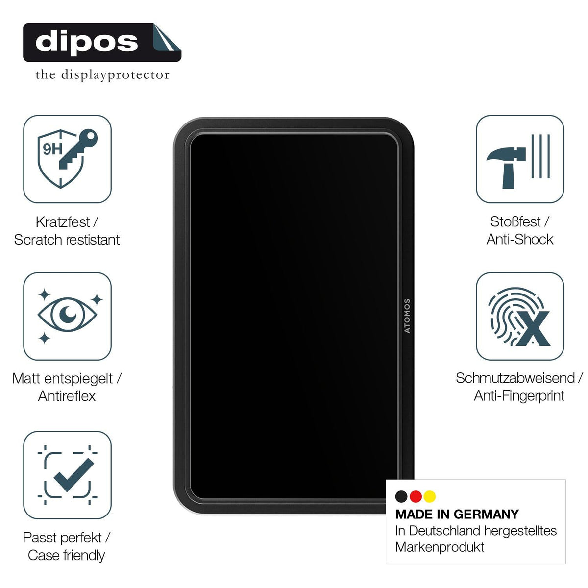 2x Screen Protector for Atomos Shinobi Go matte Flexible Glass 9H dipos