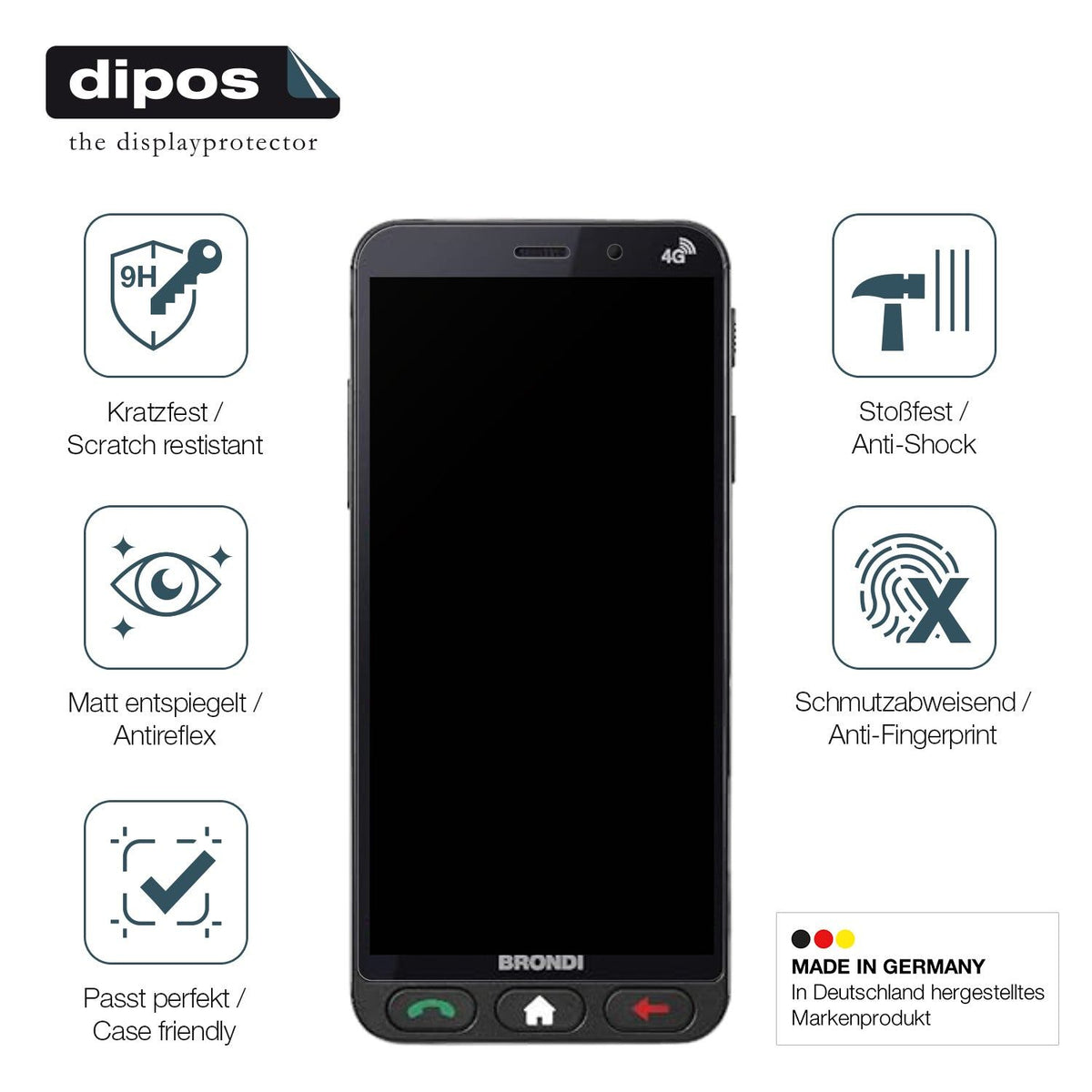 2x Screen Protector for Brondi Amico S Nero matte Flexible Glass 9H dipos