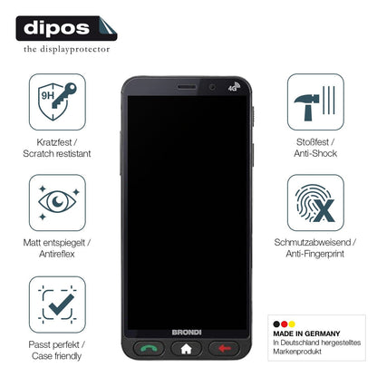 2x Screen Protector for Brondi Amico S Nero matte Flexible Glass 9H dipos