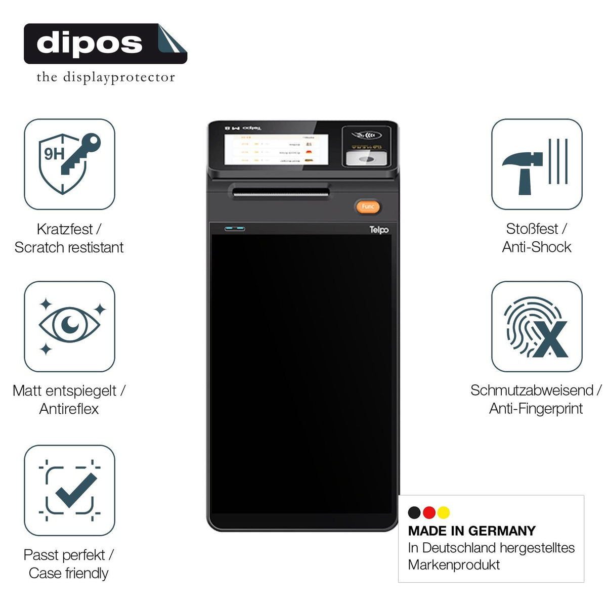 2x Screen Protector for Telpo M10 Back-Display matte Flexible Glass 9H dipos