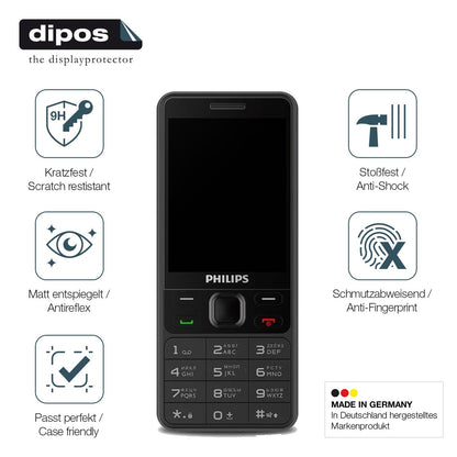 2x Screen Protector for Philips Xenium E185 matte Flexible Glass 9H dipos