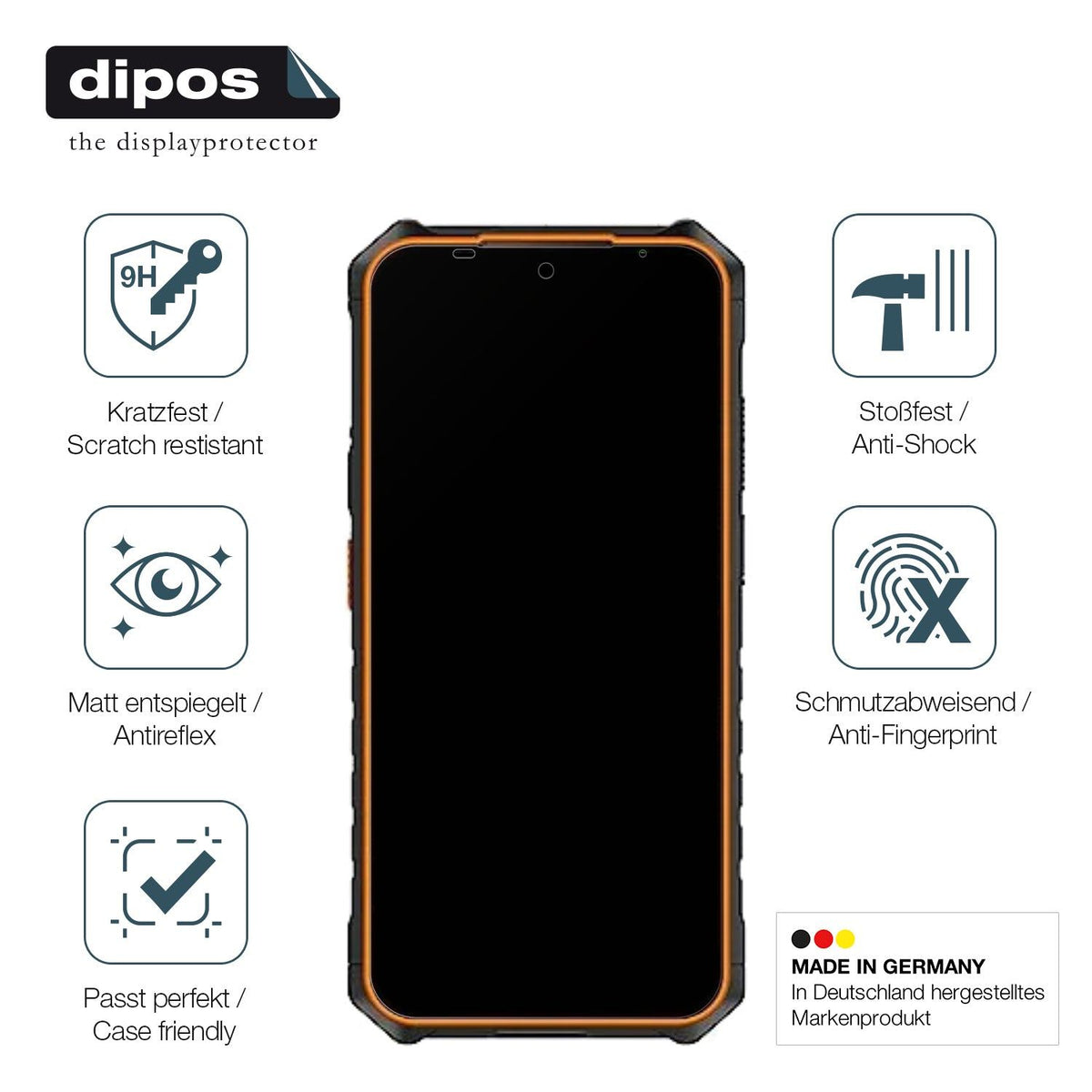 2x Screen Protector for Hammer Iron 6 matte Flexible Glass 9H dipos