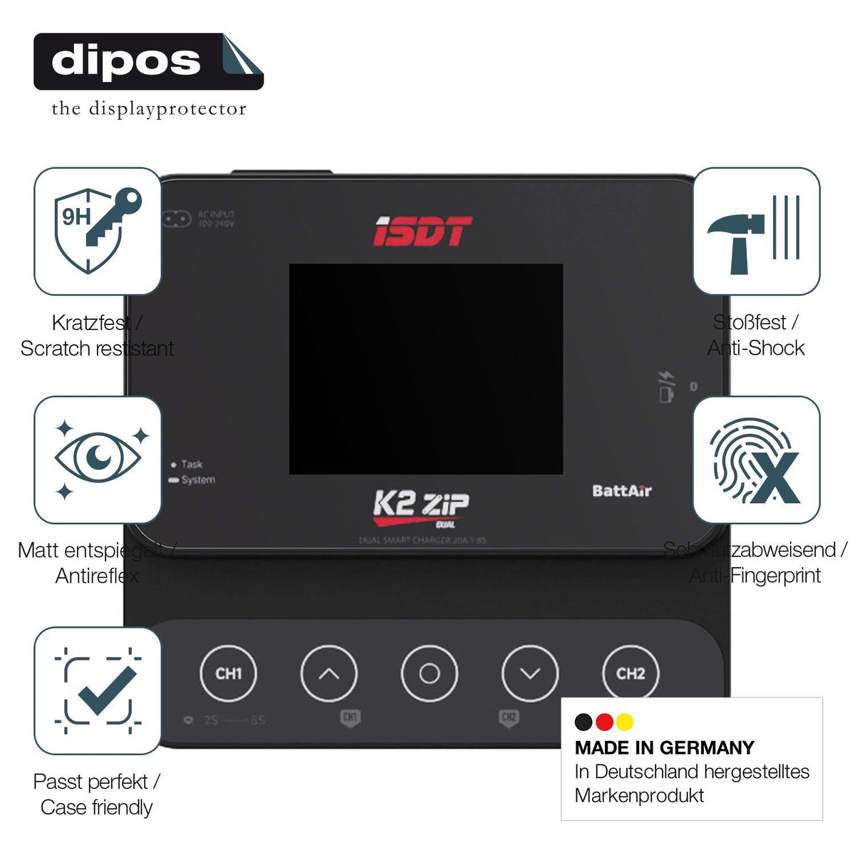 2x Screen Protector for ISDT K27ip matte Flexible Glass 9H dipos