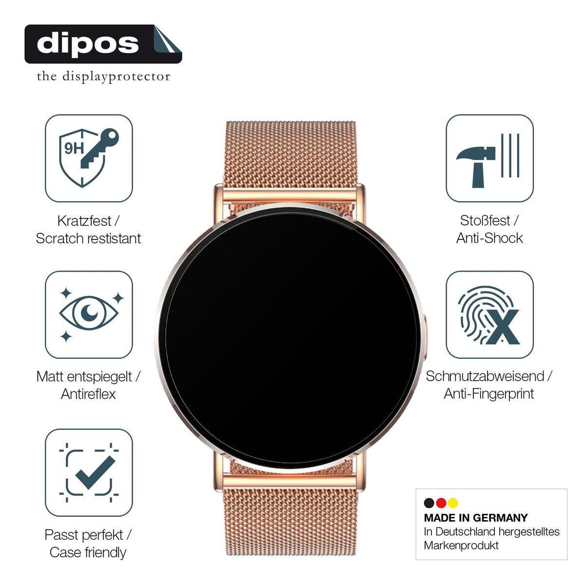 2x Screen Protector for Levowatch Eve 1.3 Zoll matte Flexible Glass 9H dipos