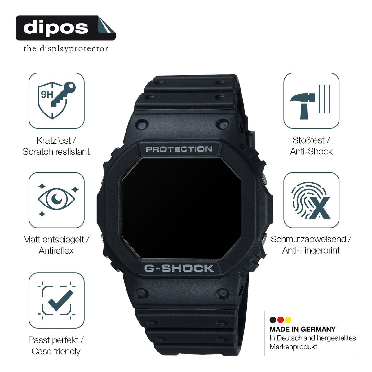 2x Screen Protector for Casio G-Shock DW-5000U matte Flexible Glass 9H dipos