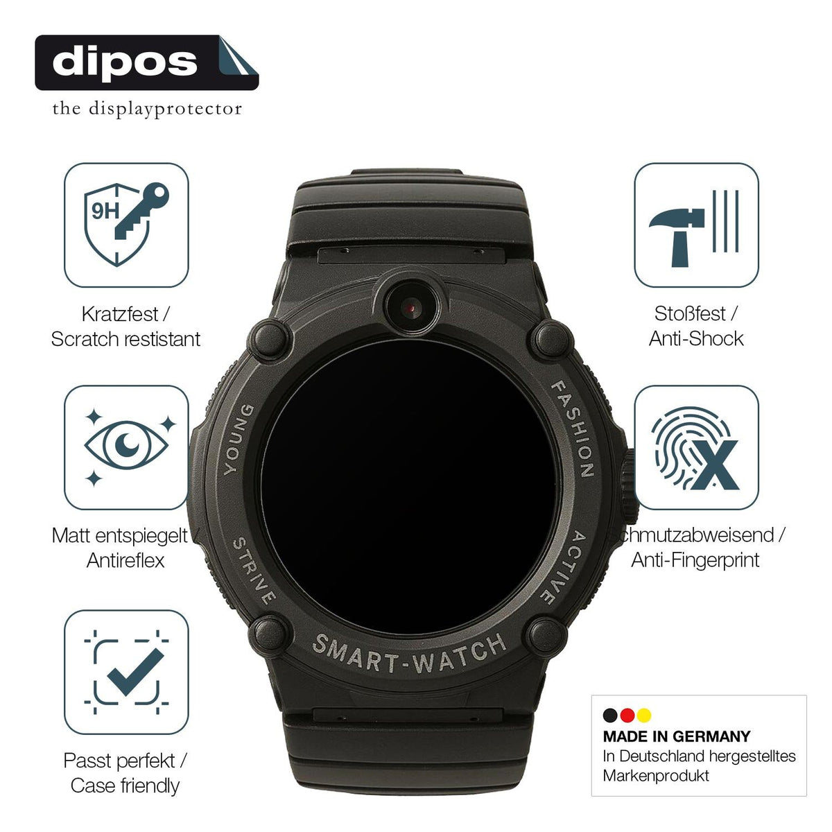 2x Screen Protector for Watchmark GPS Watch Kids matte Flexible Glass 9H dipos