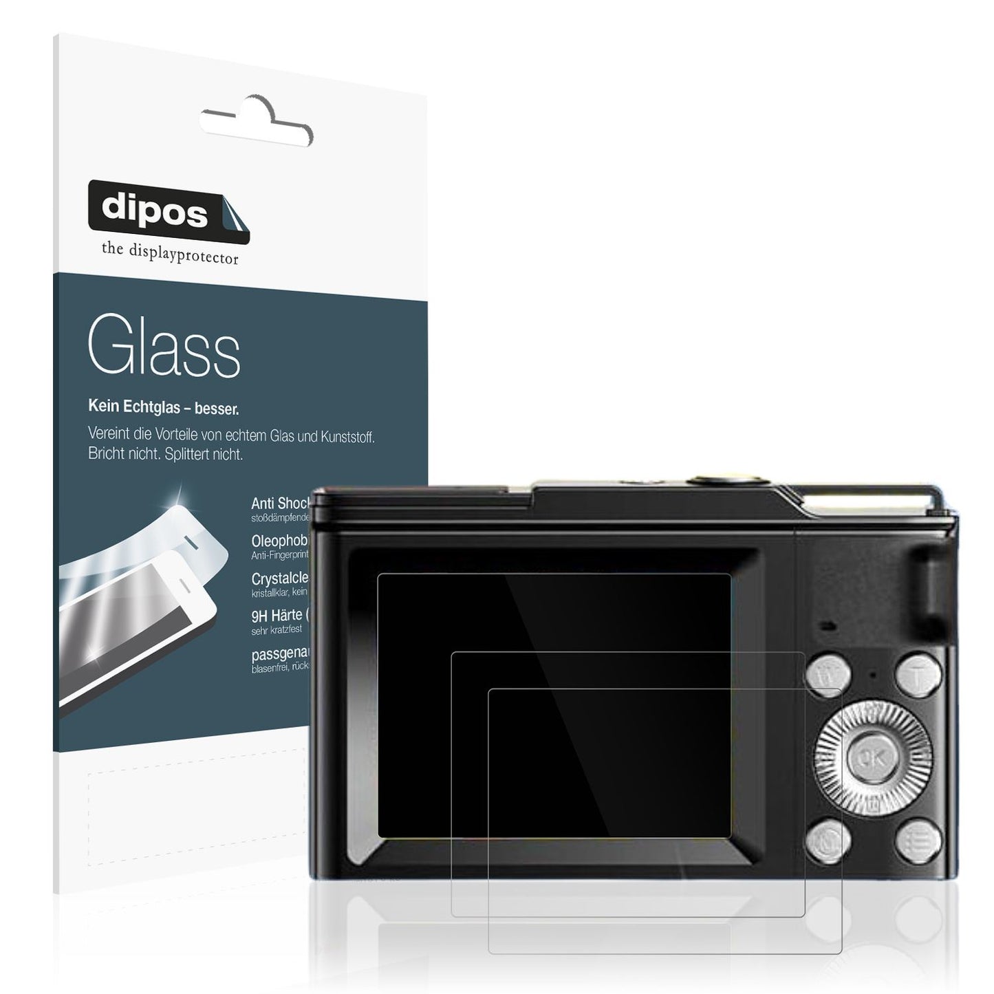 2x Screen Protector for COLALY DC01 Digitalkamera Flexible Glass 9H dipos