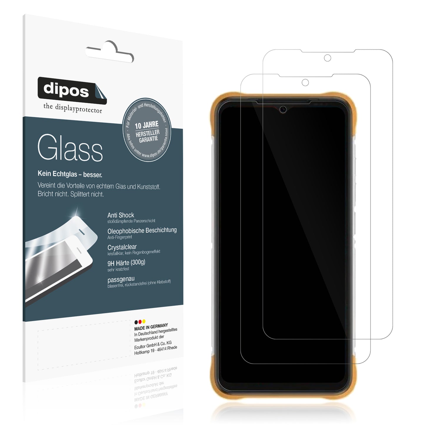 Klare Displayschutzfolie von dipos passend für Umidigi Bison X10, 9H kratzfest und blasenfrei montiert