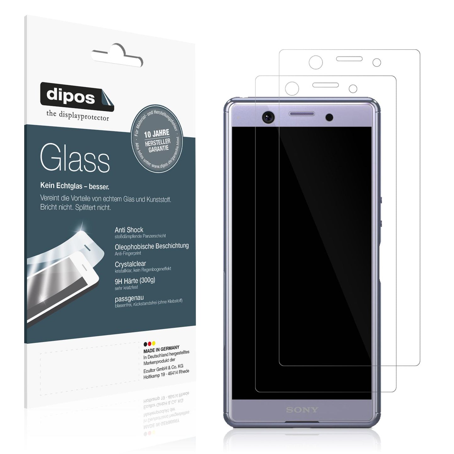 Klare Displayschutzfolie von dipos passend für Sony Xperia Ace SO-02L, 9H kratzfest und blasenfrei montiert