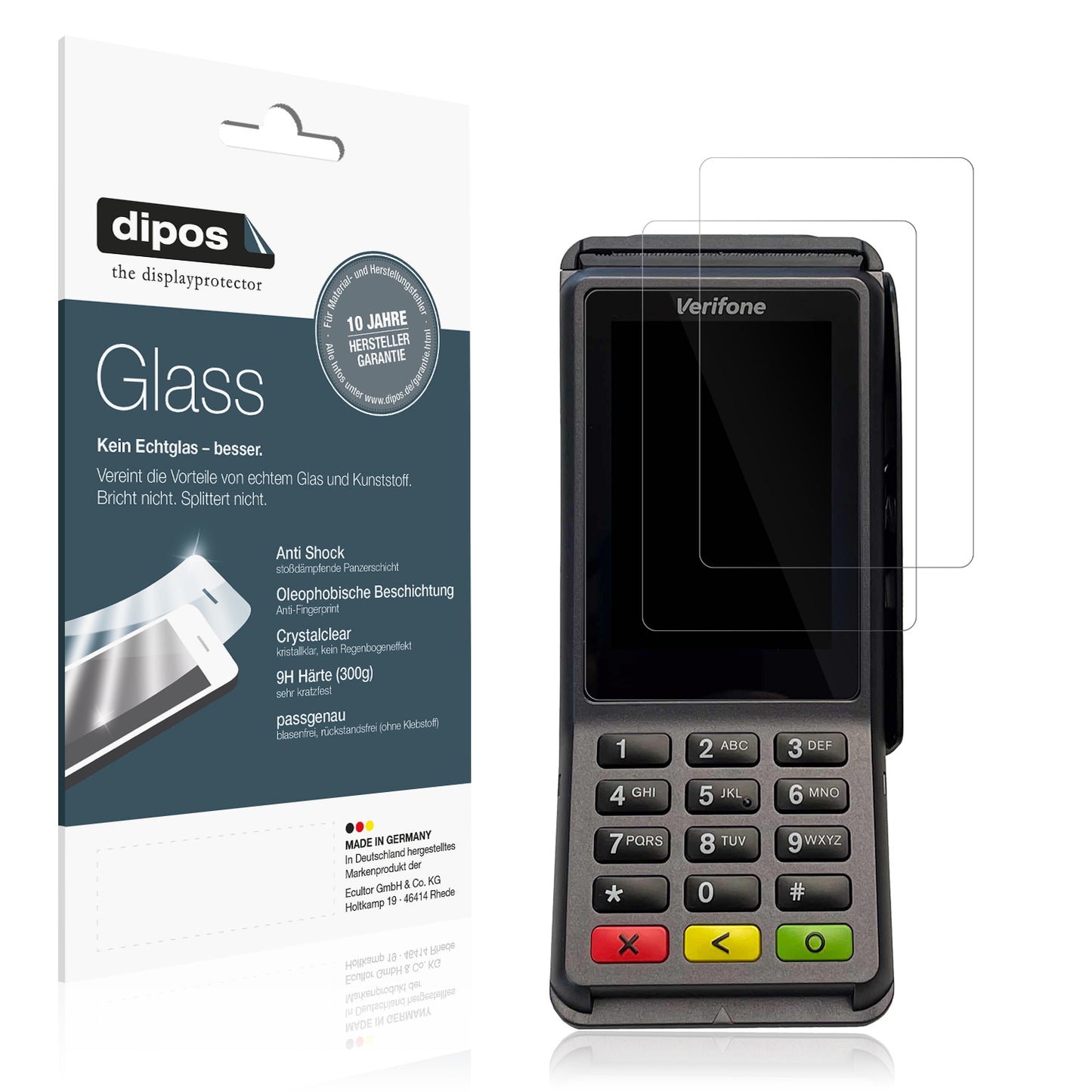 2x 9H Schutzfolie für Verifone V400c Panzerfolie