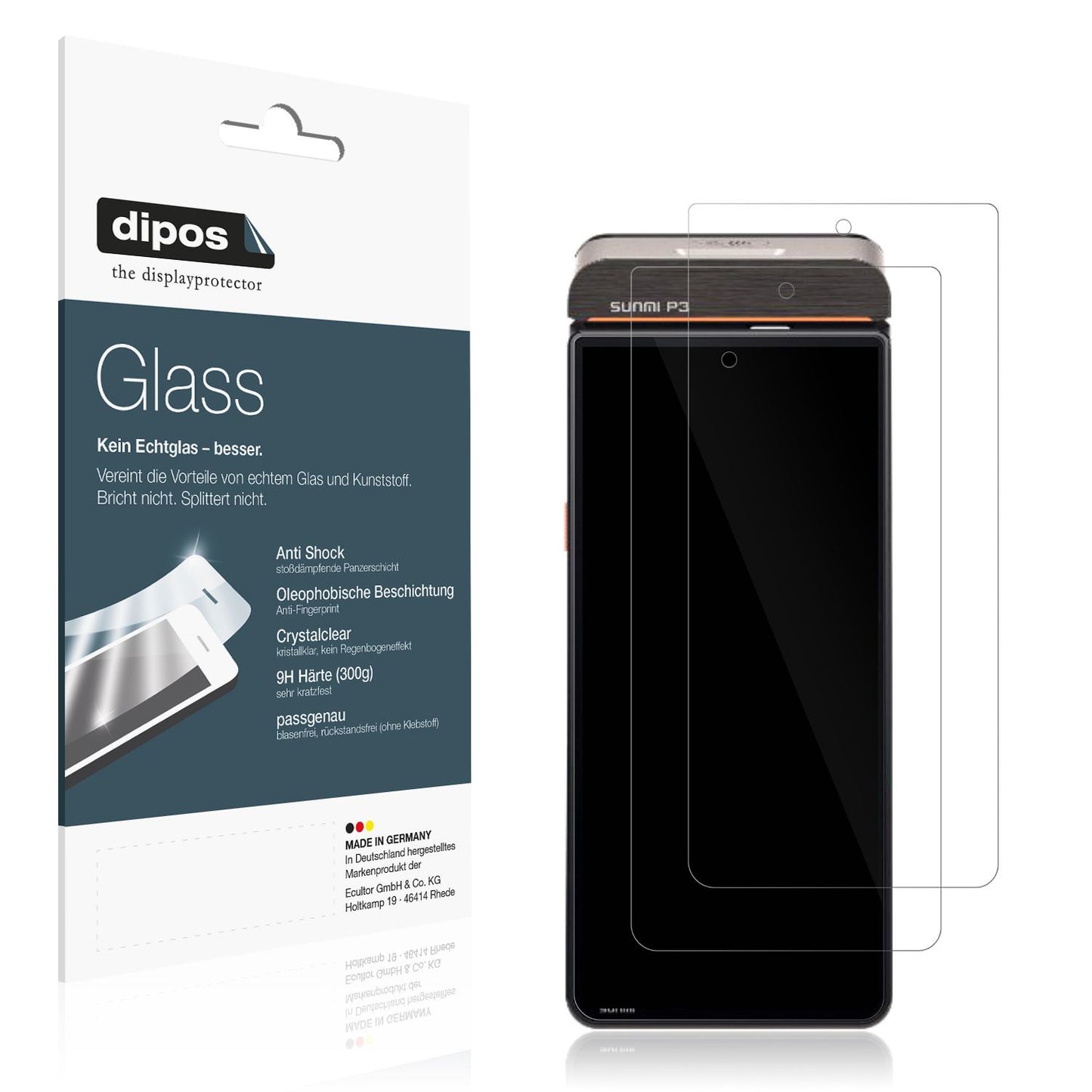 2x Screen Protector for sunmi P3H Flexible Glass 9H dipos