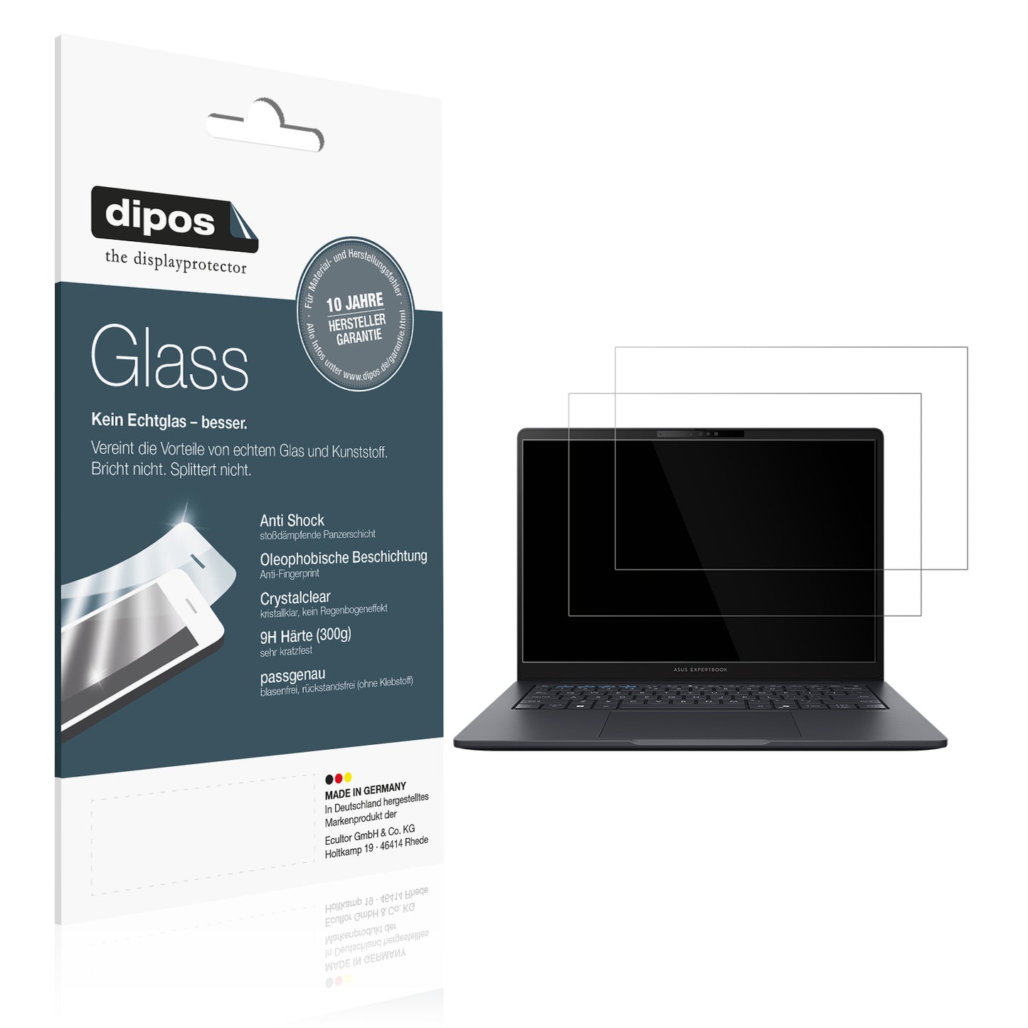 2x 9H Schutzfolie für Asus ExpertBook B3 B3405 Panzerfolie