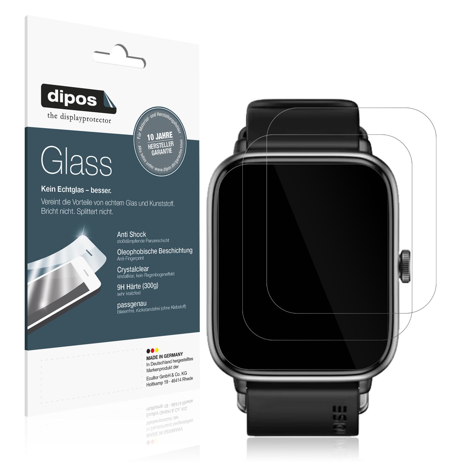 Klare Displayschutzfolie von dipos passend für Noise ColorFit Pro 4, 9H kratzfest und blasenfrei montiert