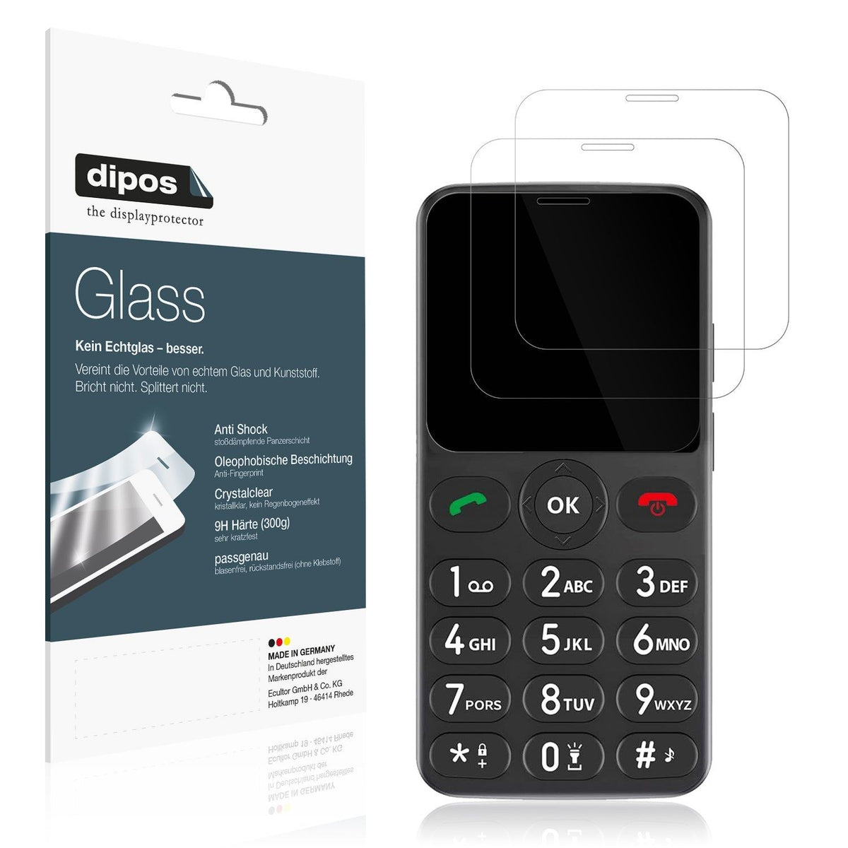 2x Screen Protector for Melefon Seniorenhandy Flexible Glass 9H dipos