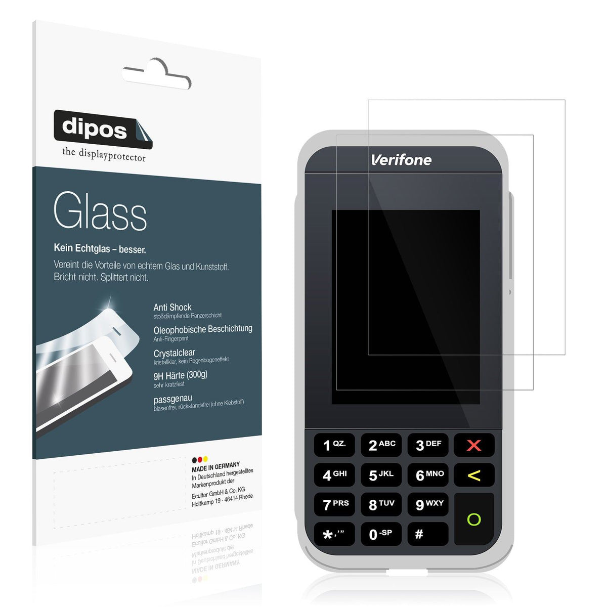 2x Screen Protector for Verifone e285 Flexible Glass 9H dipos