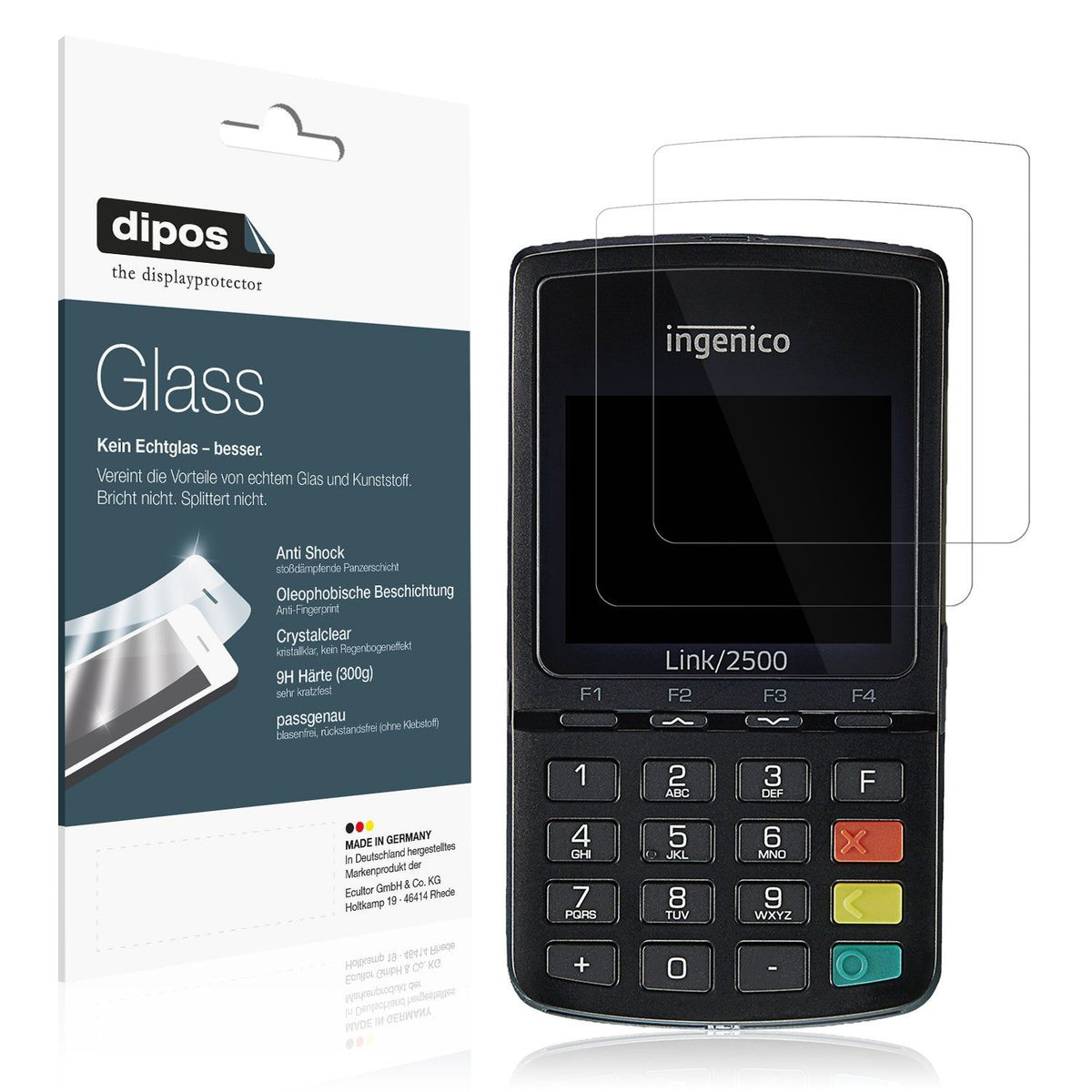2x Screen Protector for Ingenico Link 2500 Flexible Glass 9H dipos