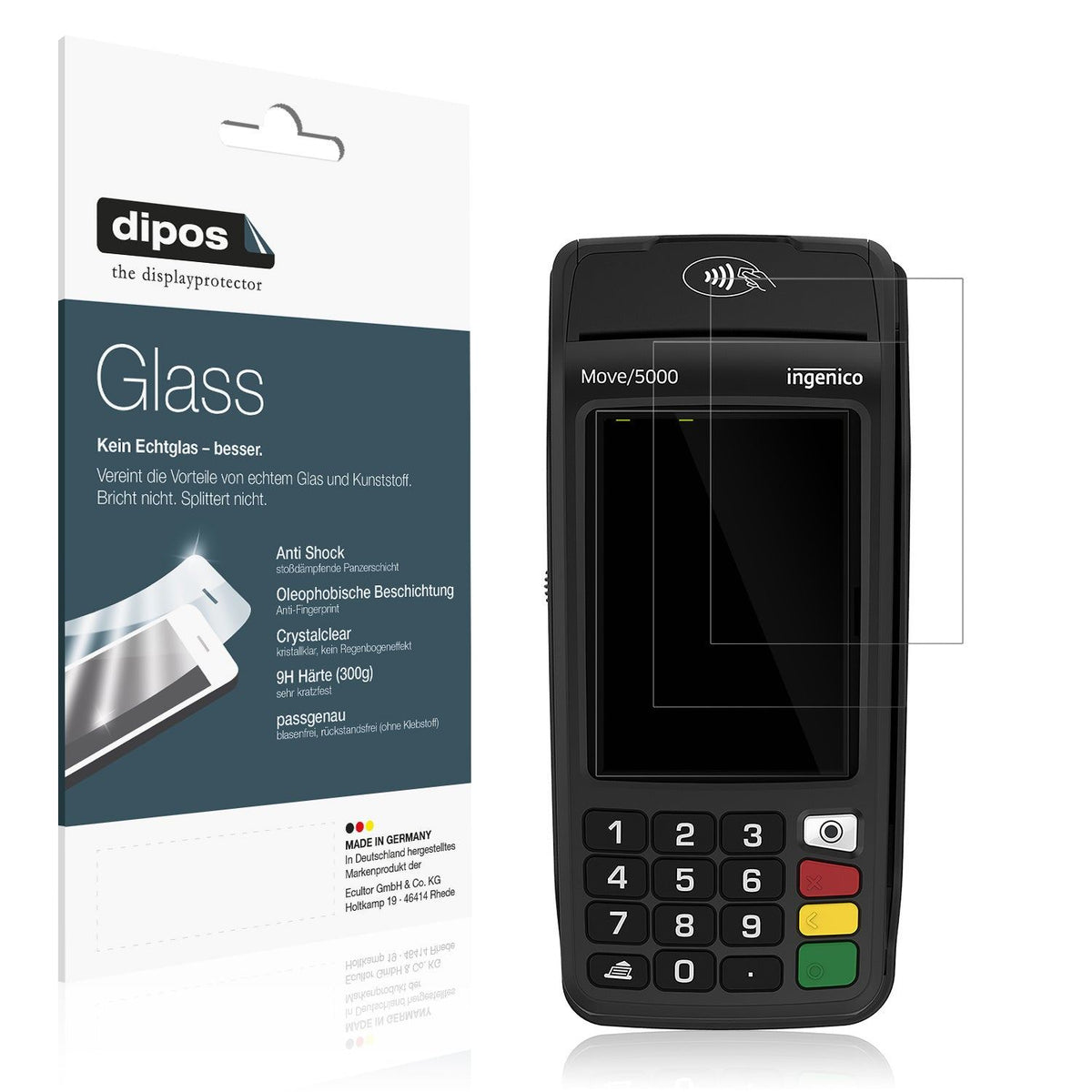 2x Screen Protector for Ingenico Move 5000 Flexible Glass 9H dipos
