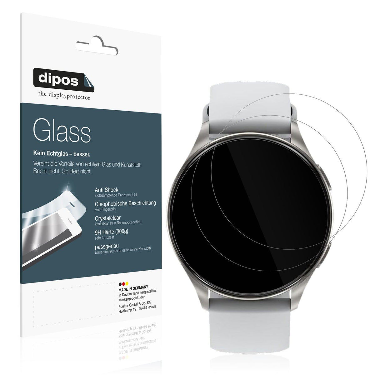 2x Screen Protector for Baolubao W60 Smartwatch Flexible Glass 9H dipos