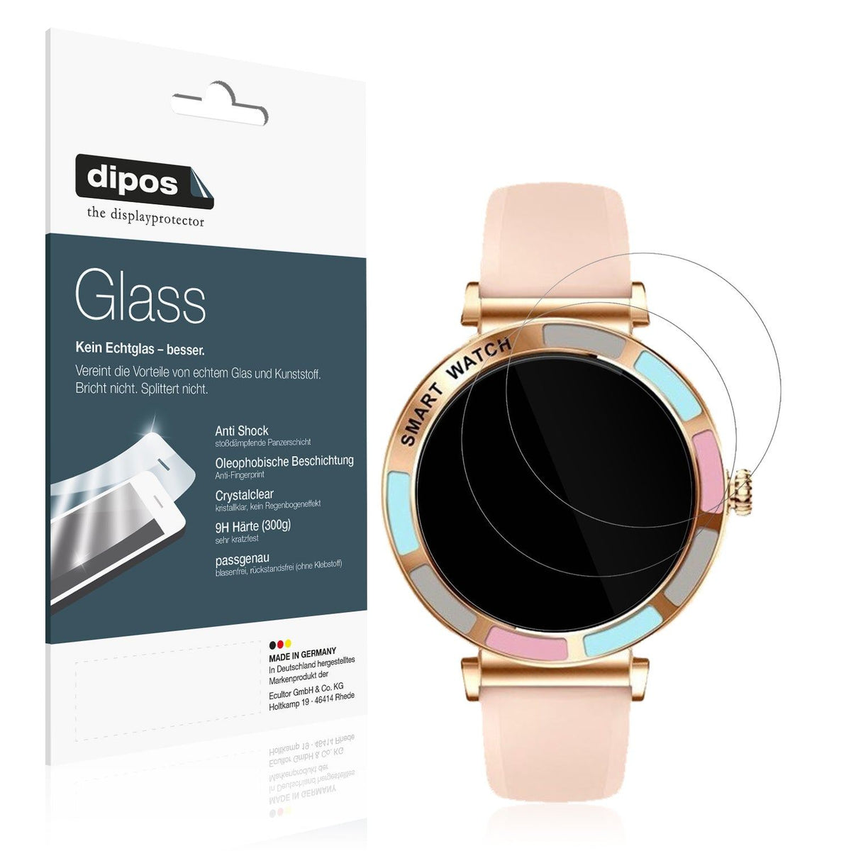 2x Screen Protector for Braidol Smartwatch 1.27 Zoll Flexible Glass 9H dipos