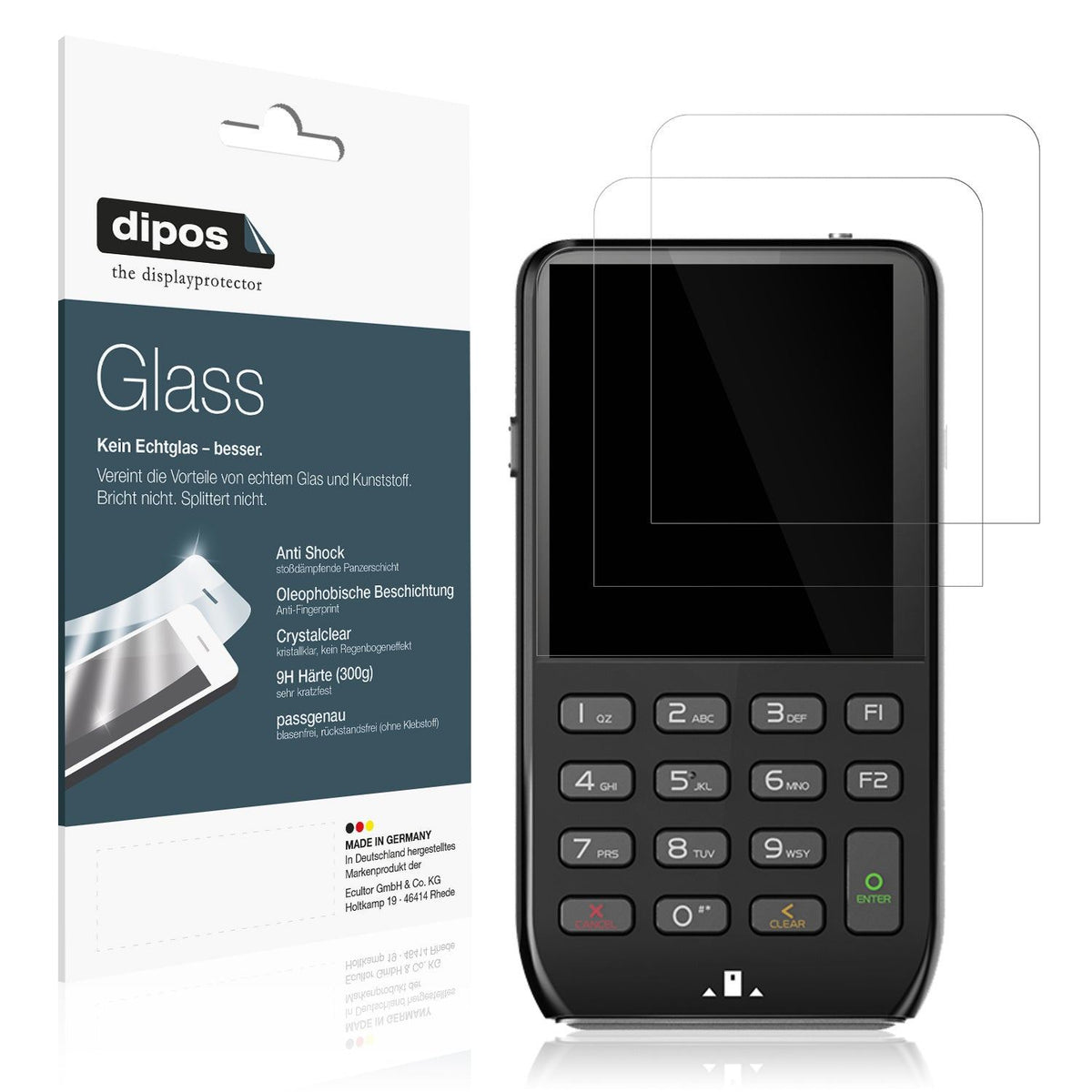 2x Screen Protector for Pax D190 Flexible Glass 9H dipos