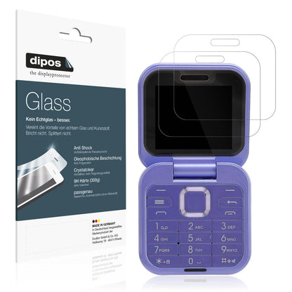 2x Screen Protector for Yunir i16 Pro Senioren-Handy Flexible Glass 9H dipos