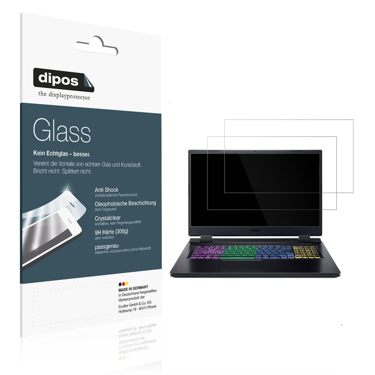 2x Screen Protector for Acer Nitro 5 Gaming AN517-55 Flexible Glass 9H dipos