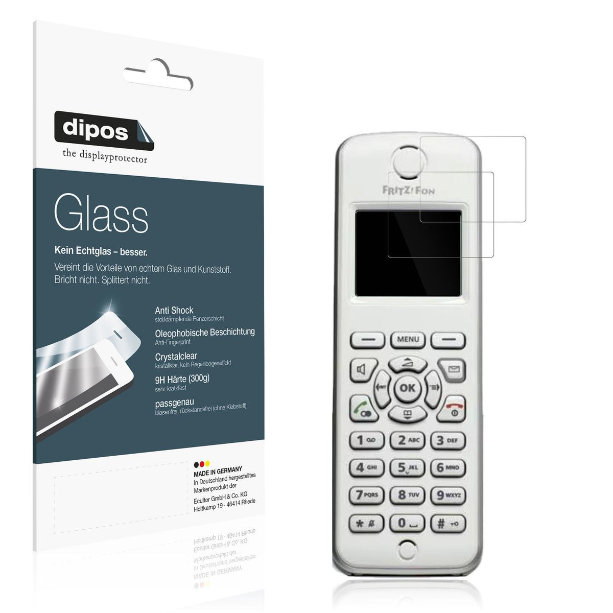 2x Screen Protector for FRITZ! FON M2 Dect Flexible Glass 9H dipos