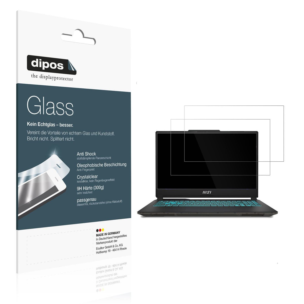 2x Screen Protector for MSI Cyborg 15 Gaming Laptop Flexible Glass 9H dipos