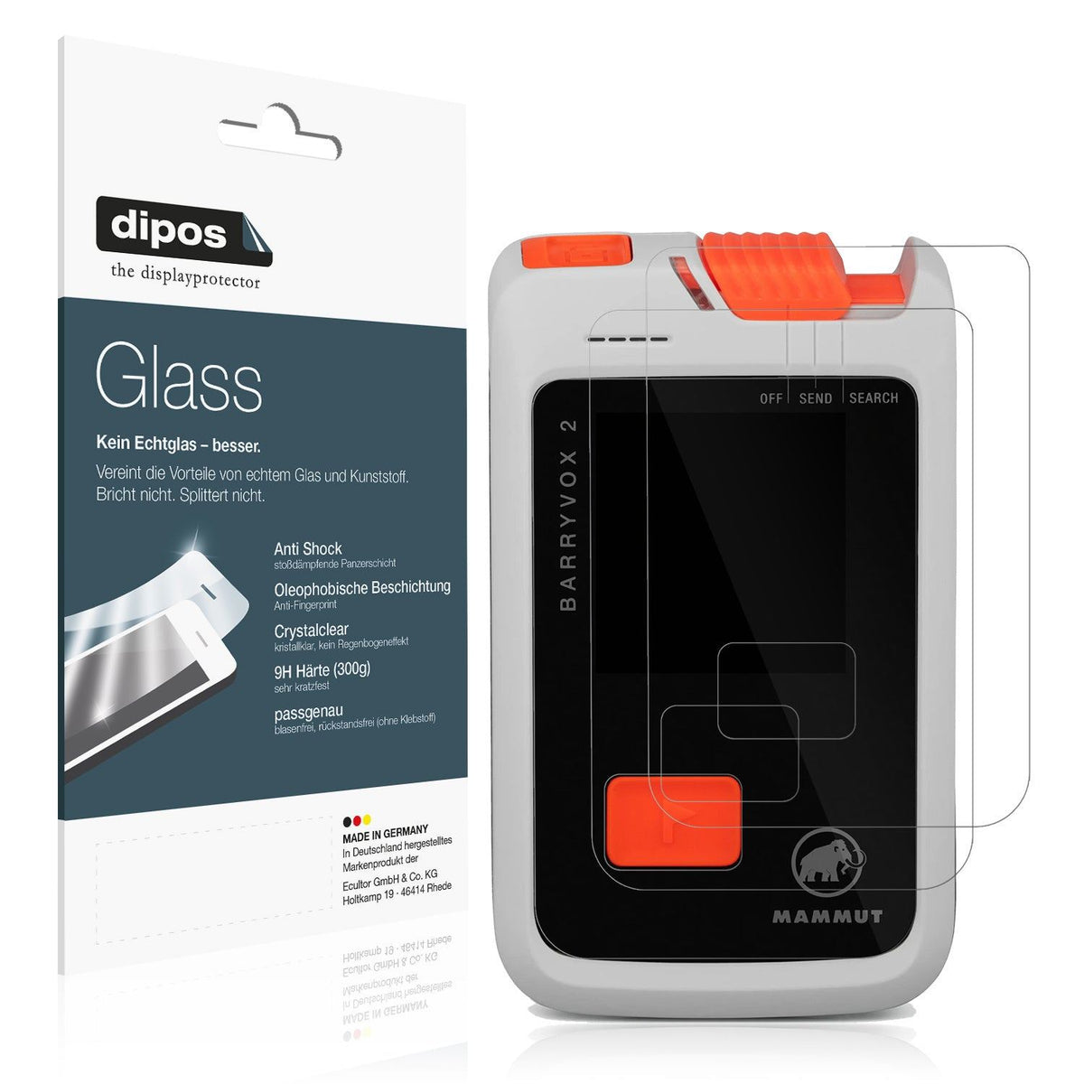2x Screen Protector for Mammut Barryvox 2 Flexible Glass 9H dipos
