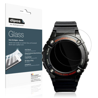 2x Screen Protector for Casio W-2016H-1AV Rund Flexible Glass 9H dipos