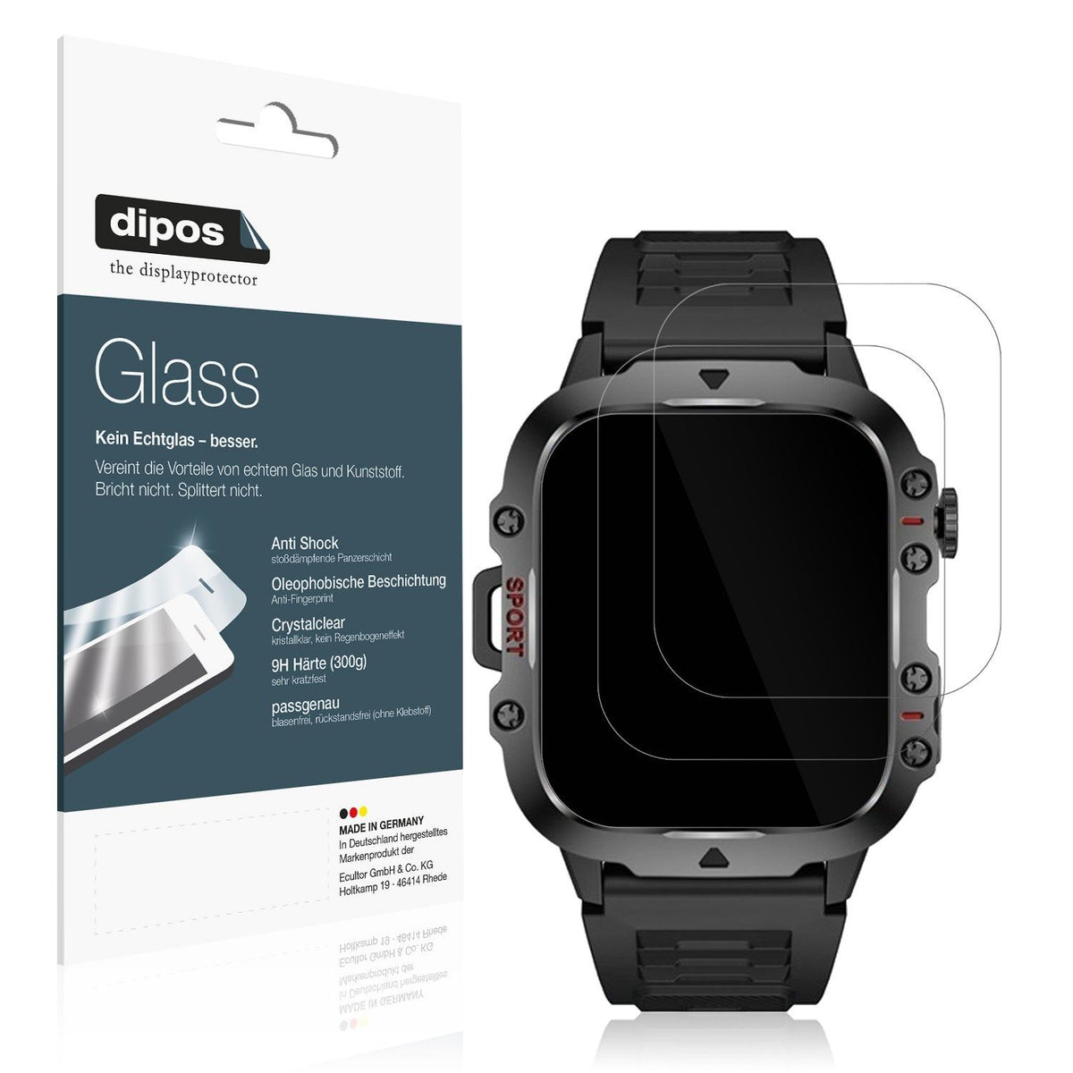 2x Screen Protector for Sanorum QX11 GR 1.96 Zoll Flexible Glass 9H dipos