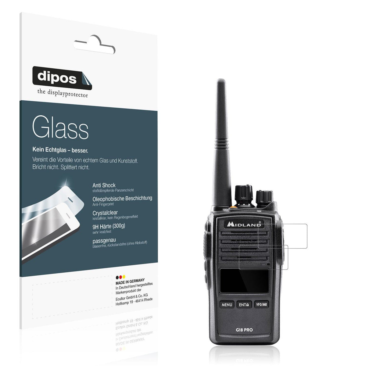 2x Screen Protector for Midland G18 Pro PMR Flexible Glass 9H dipos