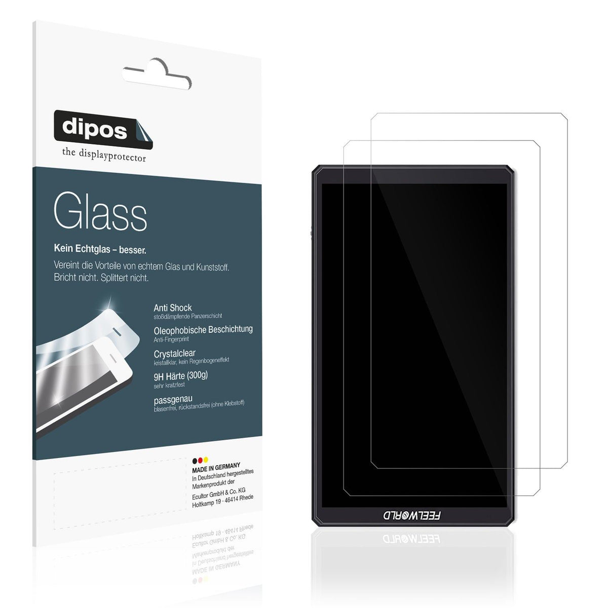 2x Screen Protector for Feelworld Cut6 6 Zoll Flexible Glass 9H dipos