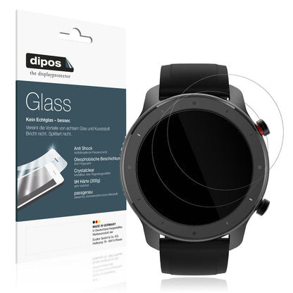 2x Screen Protector for 47mm Durchmesser Uhr Flexible Glass 9H dipos
