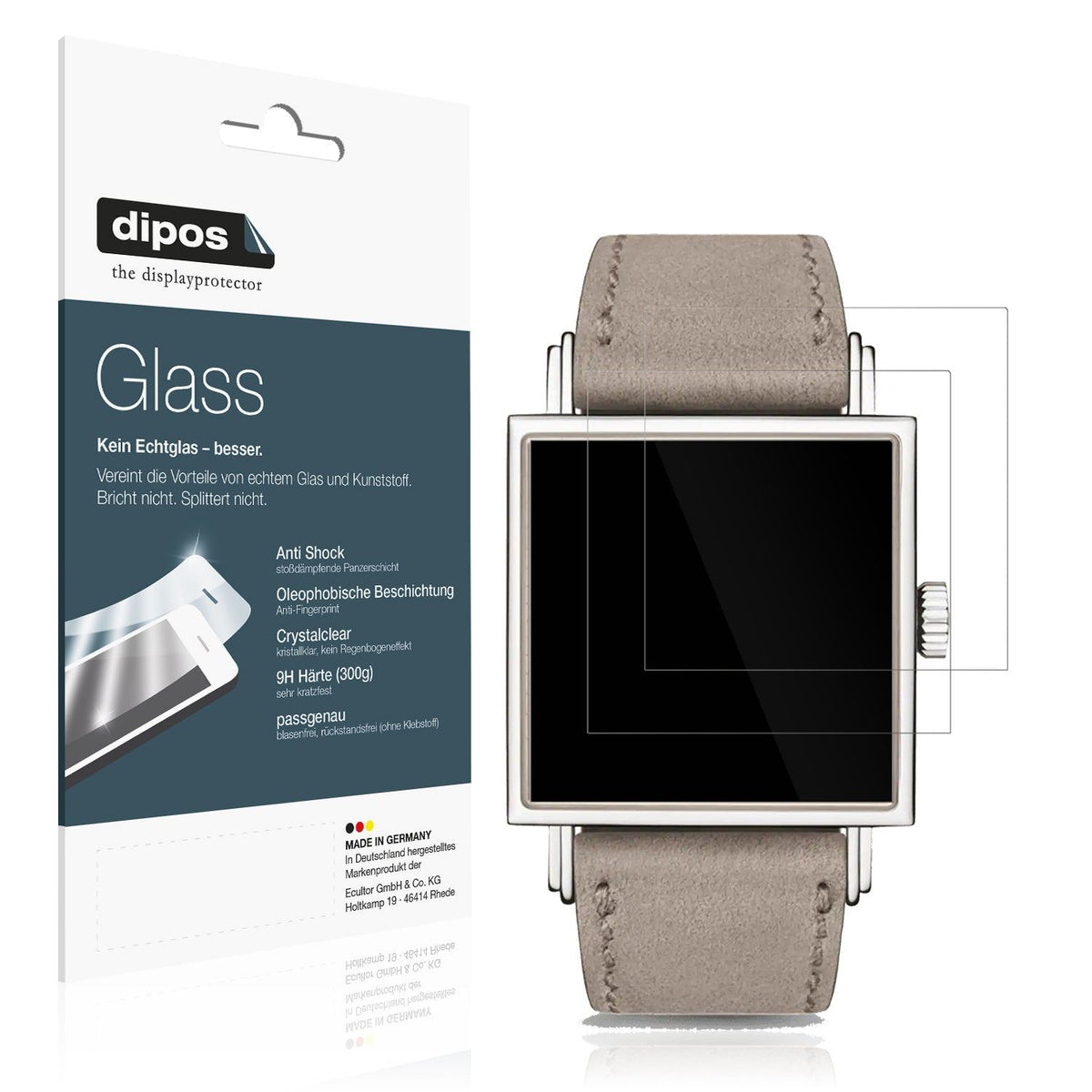 2x Screen Protector for NOMOS Glashütte Tetra 27 Flexible Glass 9H dipos