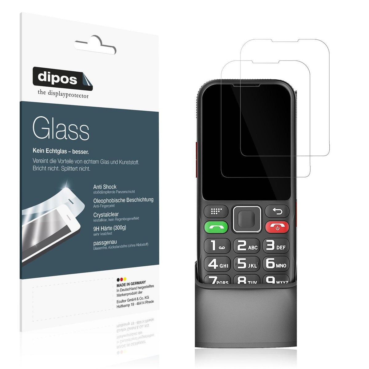 2x Screen Protector for Brisum F22 Seniorenhandy Flexible Glass 9H dipos